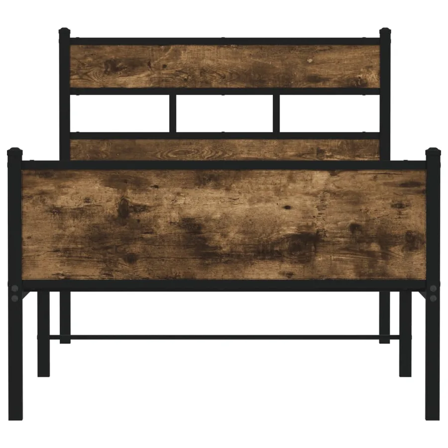 Cadre de lit sans matelas chêne fumé 75x190cm bois d'ingénierie - 4