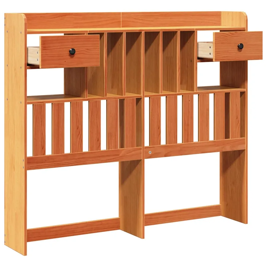 Tête de lit avec rangement cire marron 135cm bois massif de pin - 4