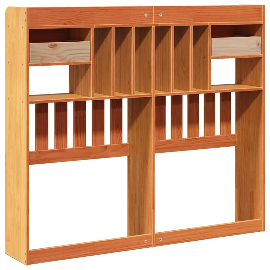 Tête de lit avec rangement cire marron 135cm bois massif de pin - 6