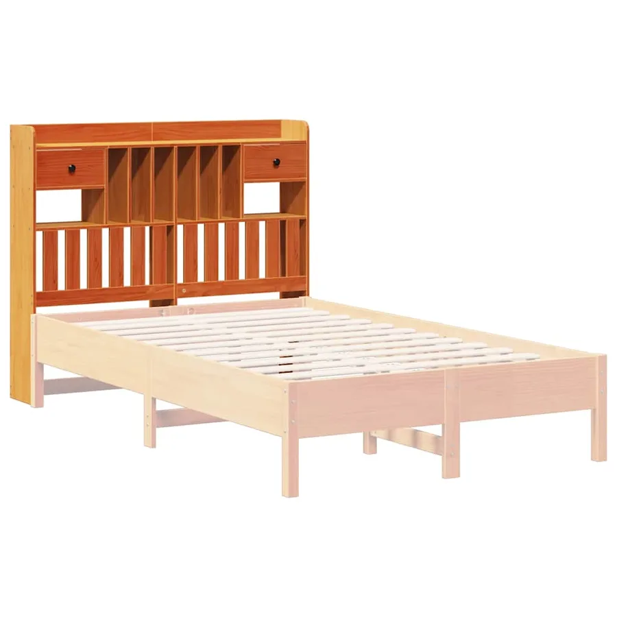 Tête de lit avec rangement cire marron 135cm bois massif de pin - 7