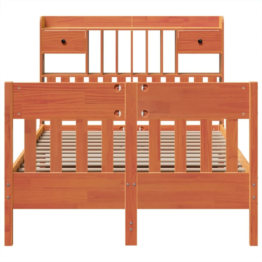 Cadre de lit sans matelas cire marron 135x190cm bois pin massif - 4