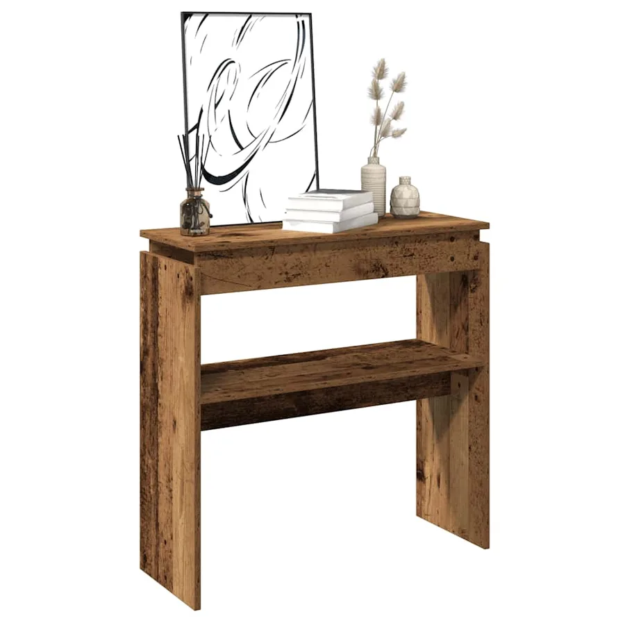 Table console vieux bois 80 x 30 x 80 cm bois d'ingénierie - 3