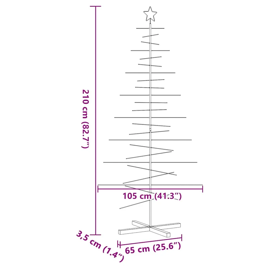 Arbre de Noël en métal avec base en bois noir 210 cm - 7