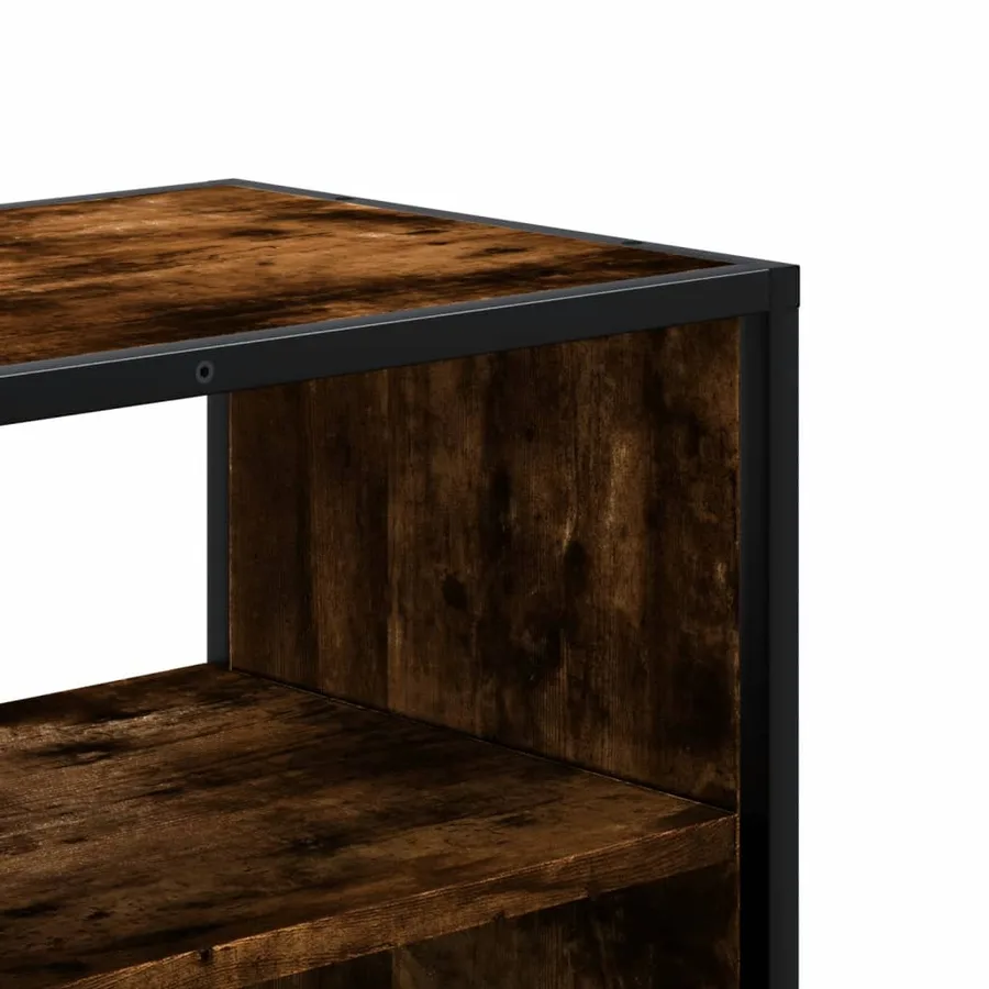 Meuble TV chêne fumé 100x31x39,5 cm bois d'ingénierie et métal - 8