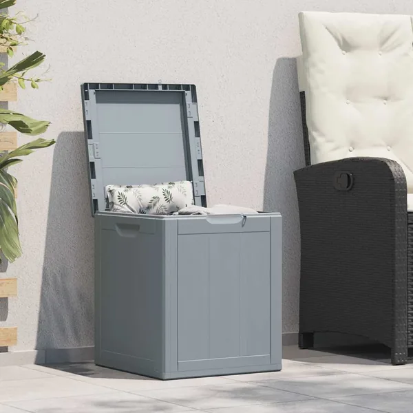 Boîte de rangement de jardin 90 L Gris PP aspect bois