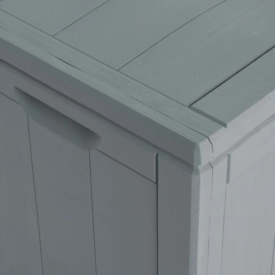 Boîte de rangement de jardin 90 L Gris PP aspect bois - 8