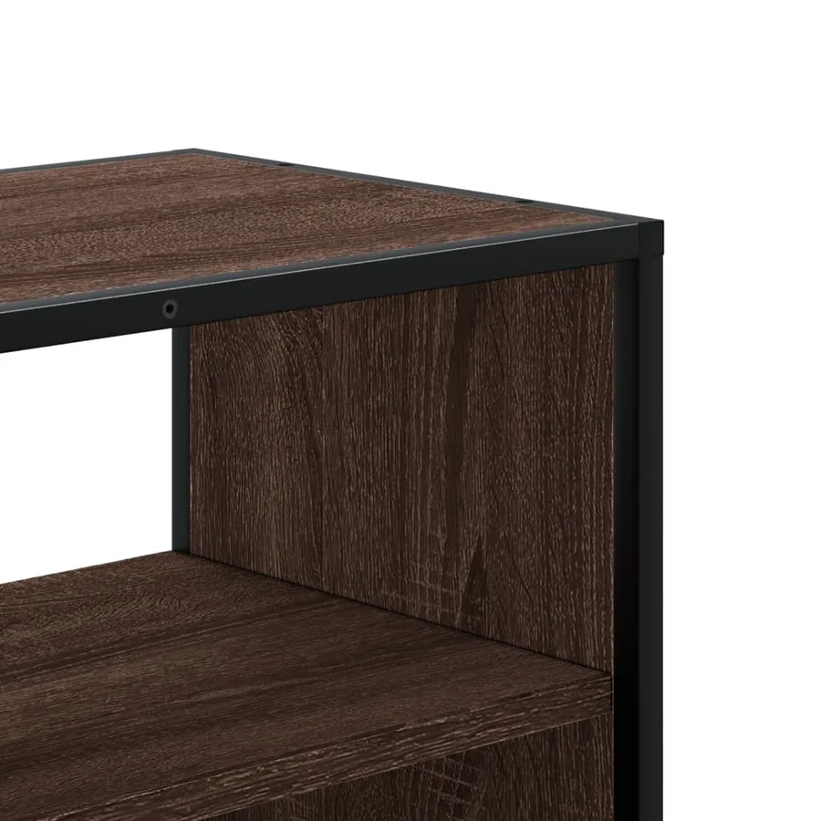 Meuble TV chêne marron 100x31x39,5cm bois d'ingénierie et métal - 8