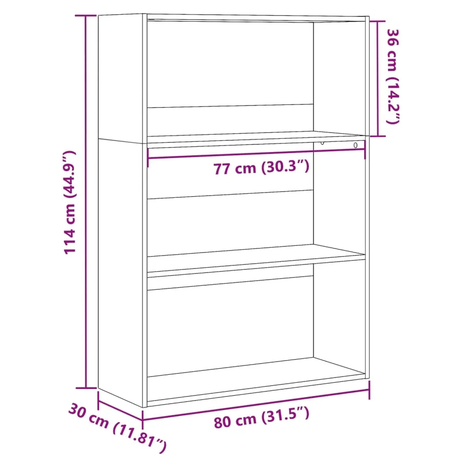 Bibliothèque chêne artisanal 80x30x114 cm bois d'ingénierie - 8