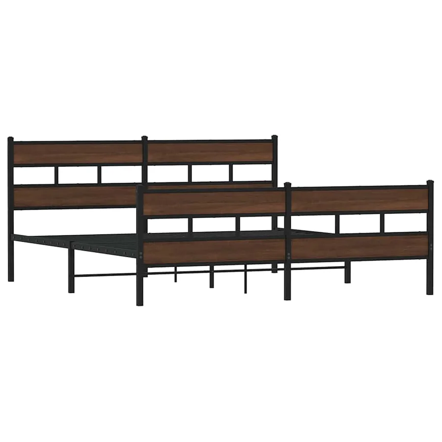Cadre de lit en métal sans matelas chêne marron 183x213 cm - 3