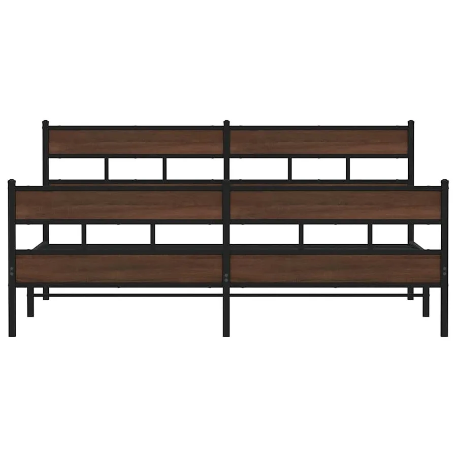 Cadre de lit en métal sans matelas chêne marron 183x213 cm - 4