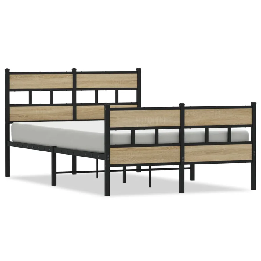 Cadre de lit en métal sans matelas chêne sonoma 120x190 cm - 2