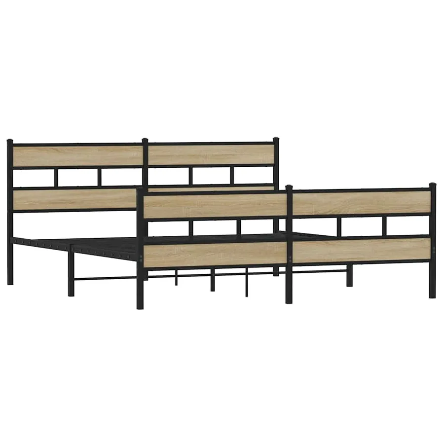 Cadre de lit en métal sans matelas chêne sonoma 180x200 cm - 3