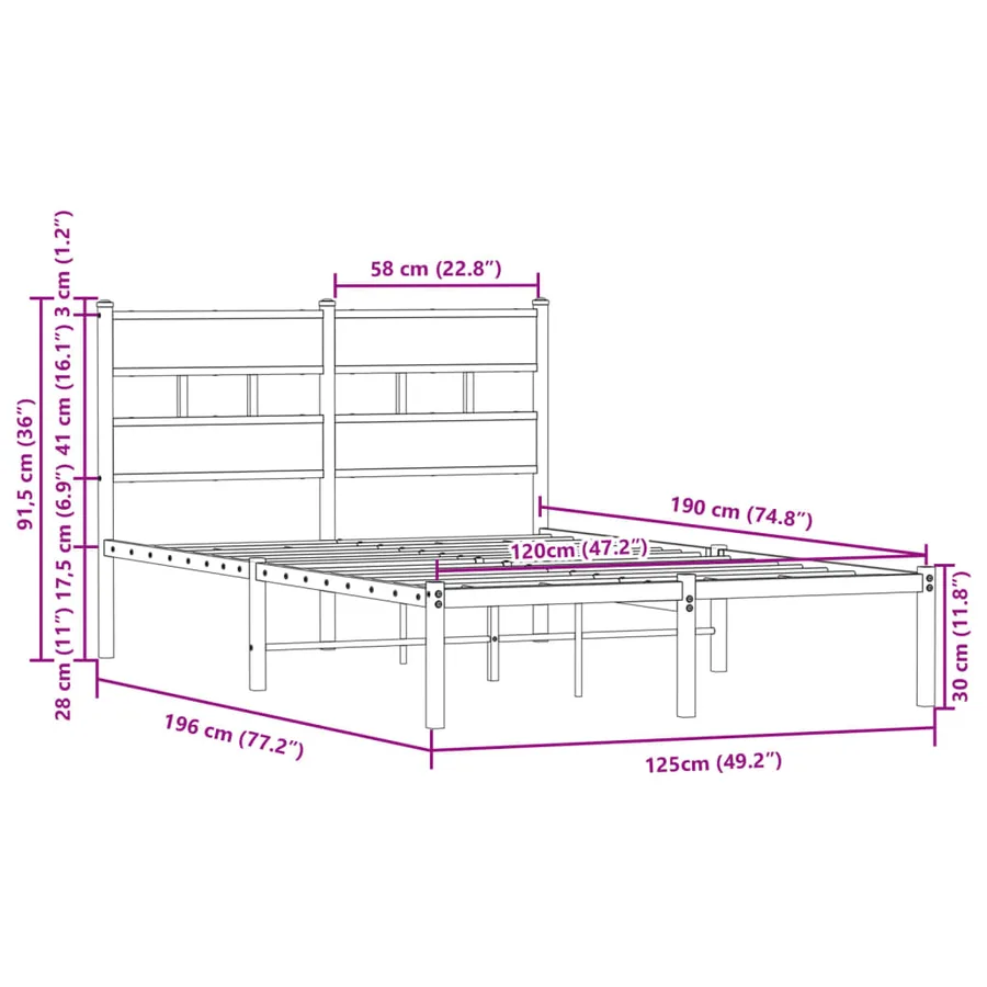 Cadre de lit sans matelas avec tête de lit 120x190 cm - 9