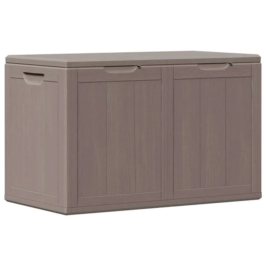 Boîte de rangement de jardin 180 L Marron PP aspect bois - 2