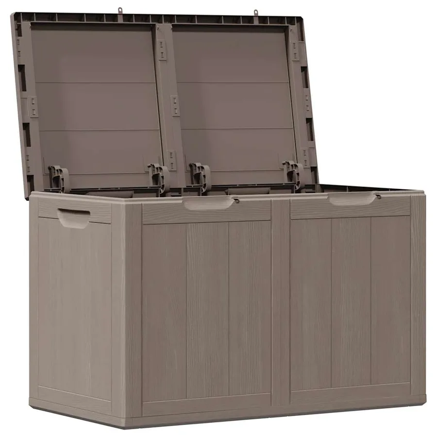 Boîte de rangement de jardin 180 L Marron PP aspect bois - 3