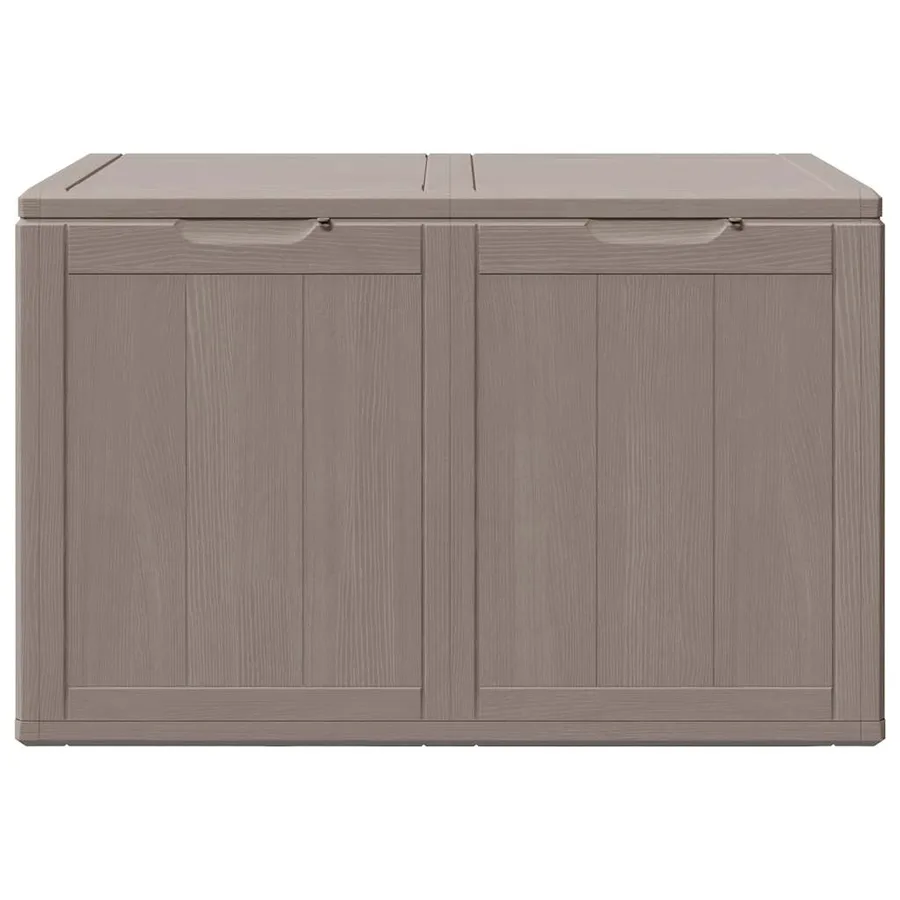 Boîte de rangement de jardin 180 L Marron PP aspect bois - 4