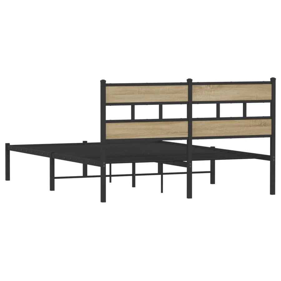 Cadre de lit en métal sans matelas chêne sonoma 140x200 cm - 6