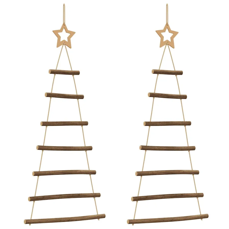 Sapins de Noël suspendus avec étoiles supérieures 2 pièces 42x90 cm Branche naturelle - 2