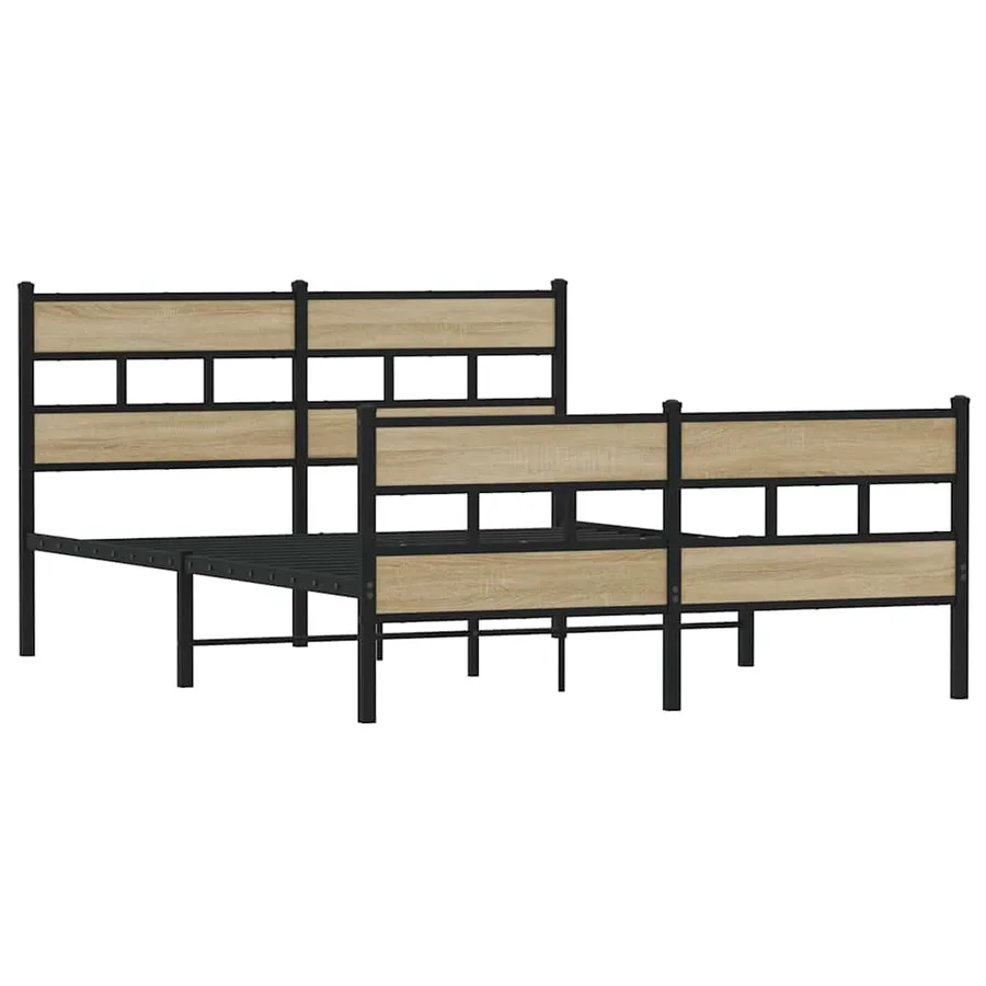 Cadre de lit en métal sans matelas chêne sonoma 140x190 cm - 3