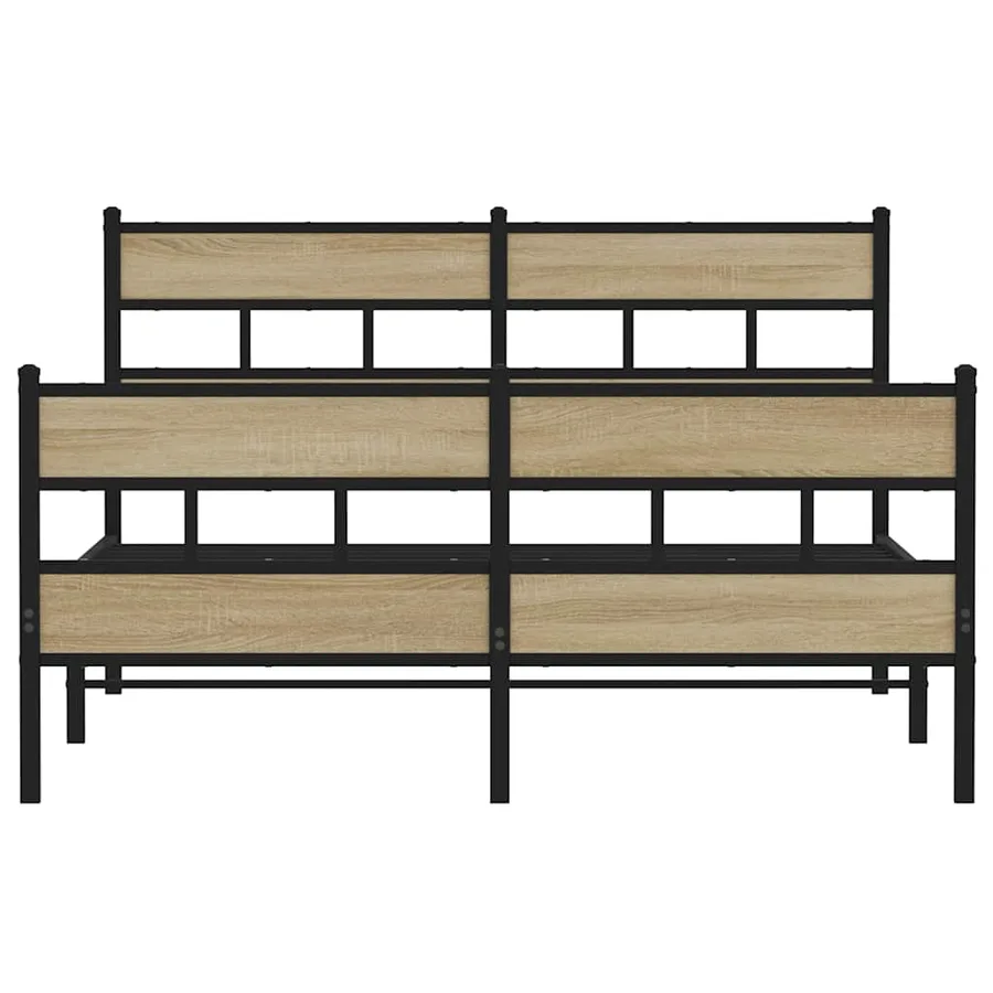 Cadre de lit en métal sans matelas chêne sonoma 140x190 cm - 4