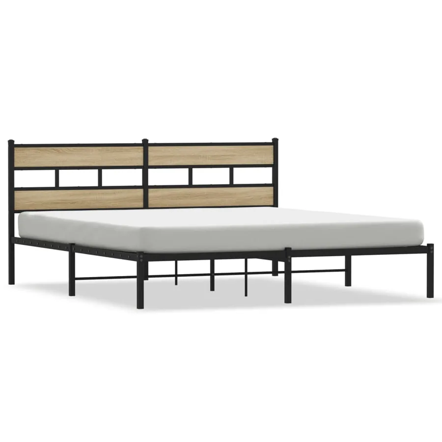 Cadre de lit en métal sans matelas chêne sonoma 193x203 cm - 2