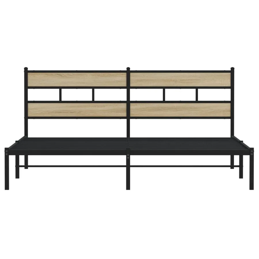 Cadre de lit en métal sans matelas chêne sonoma 193x203 cm - 4