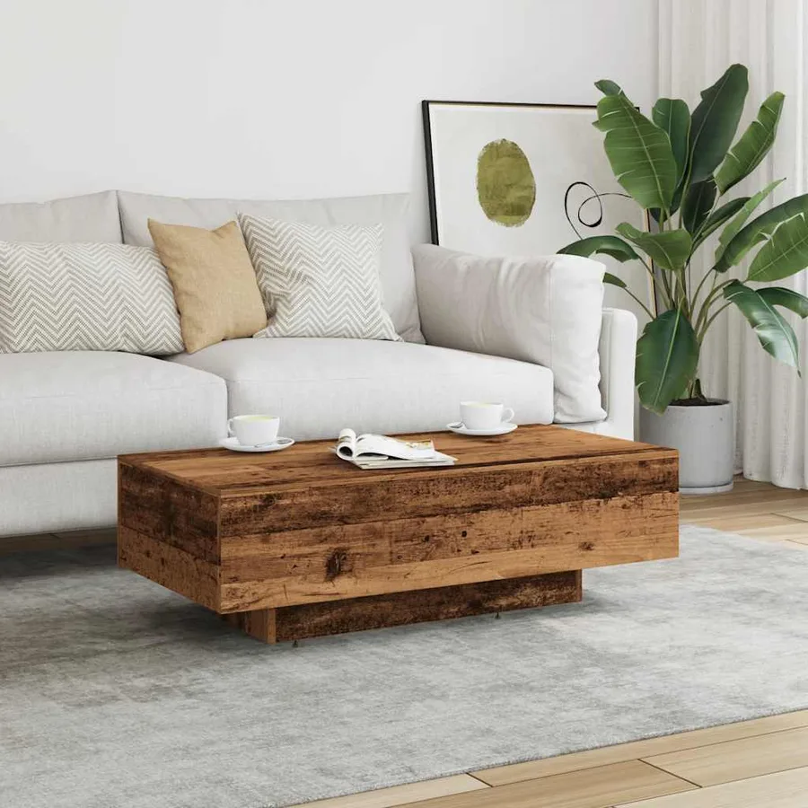 Table basse vieux bois 100x49,5x31 cm bois d'ingénierie - 3
