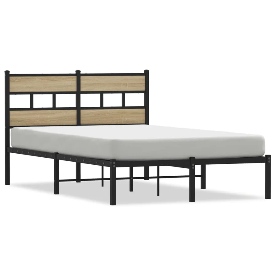Cadre de lit en métal sans matelas chêne sonoma 120x190 cm - 2