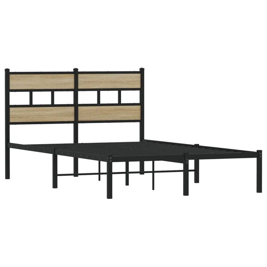 Cadre de lit en métal sans matelas chêne sonoma 120x190 cm - 3