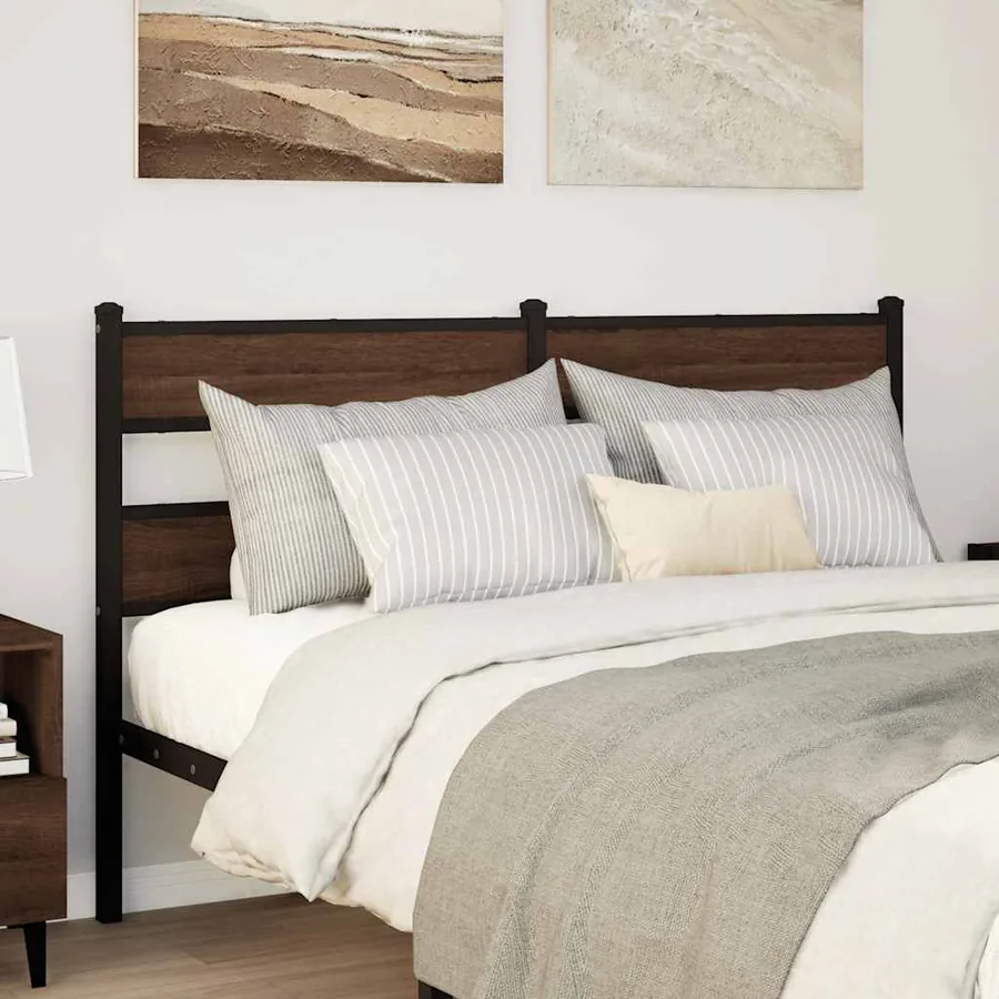 Tête de lit de remplacement chêne marron 135 cm acier et bois d'ingénierie