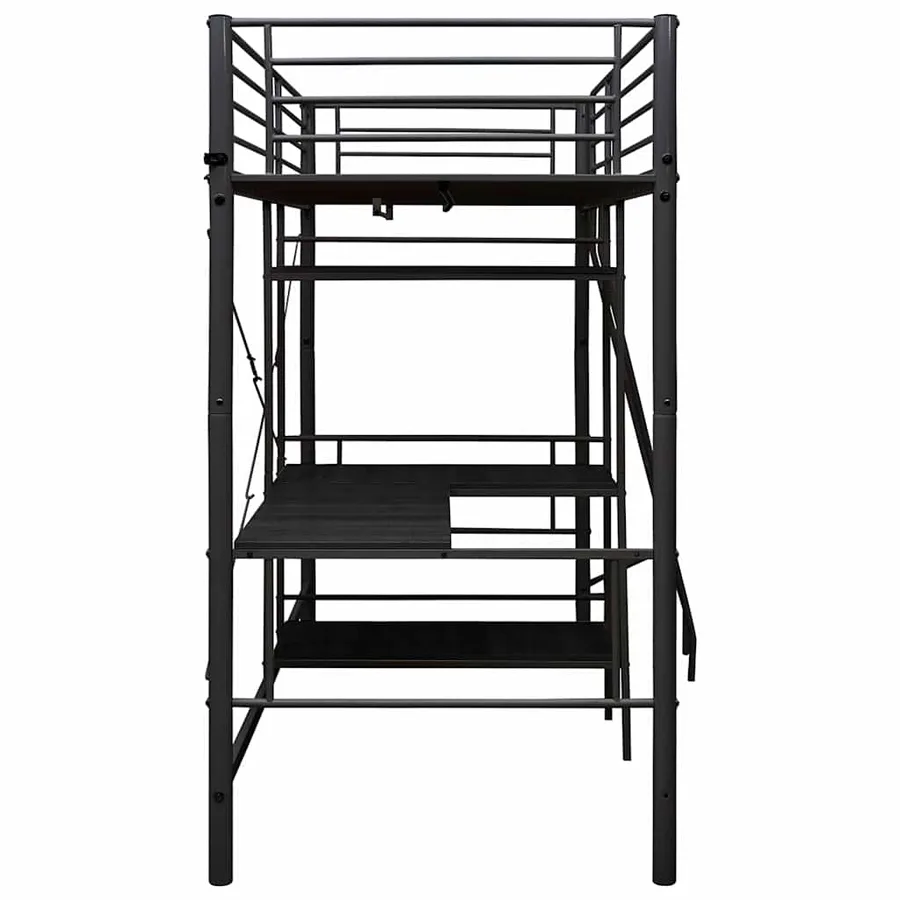 Lit superposé avec table sans matelas noir métal 90x200 cm - 4