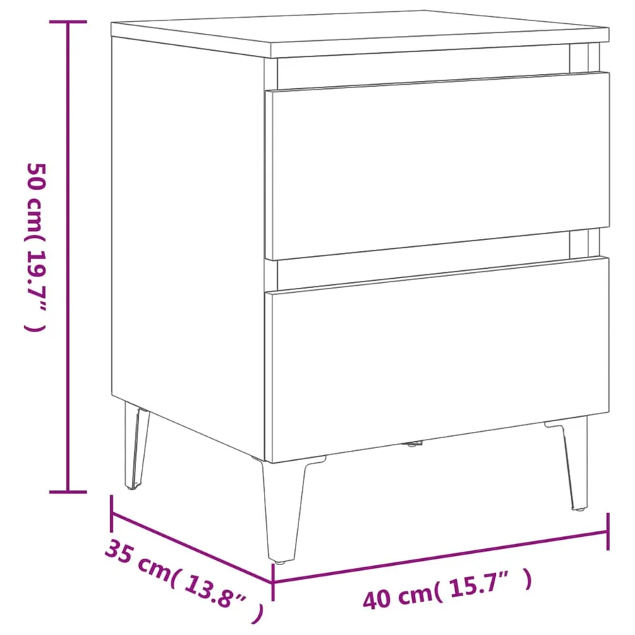 Table de chevet gris béton 40x35x50 cm bois d'ingénierie - 9