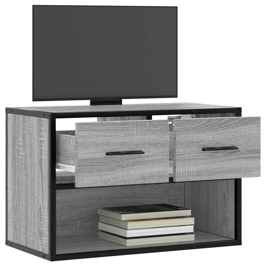 Meuble TV sonoma gris 60x31x39,5 cm bois d'ingénierie et métal - 3