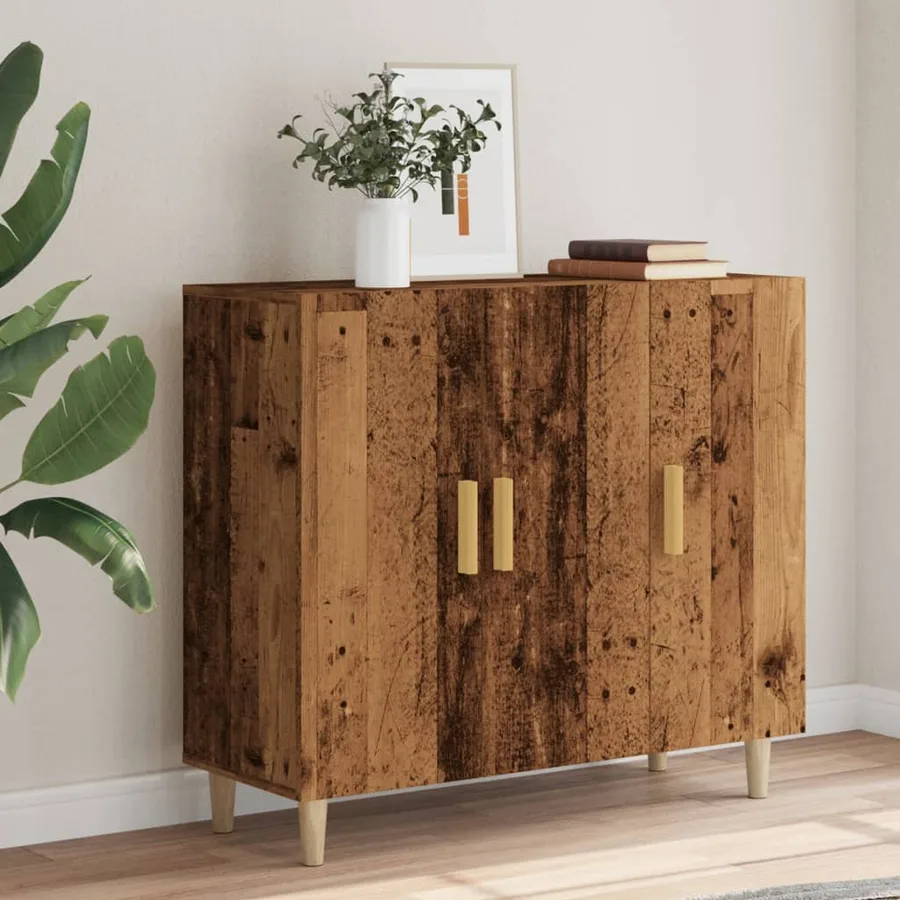 Buffet vieux bois 90x34x80 cm bois d'ingénierie - 4