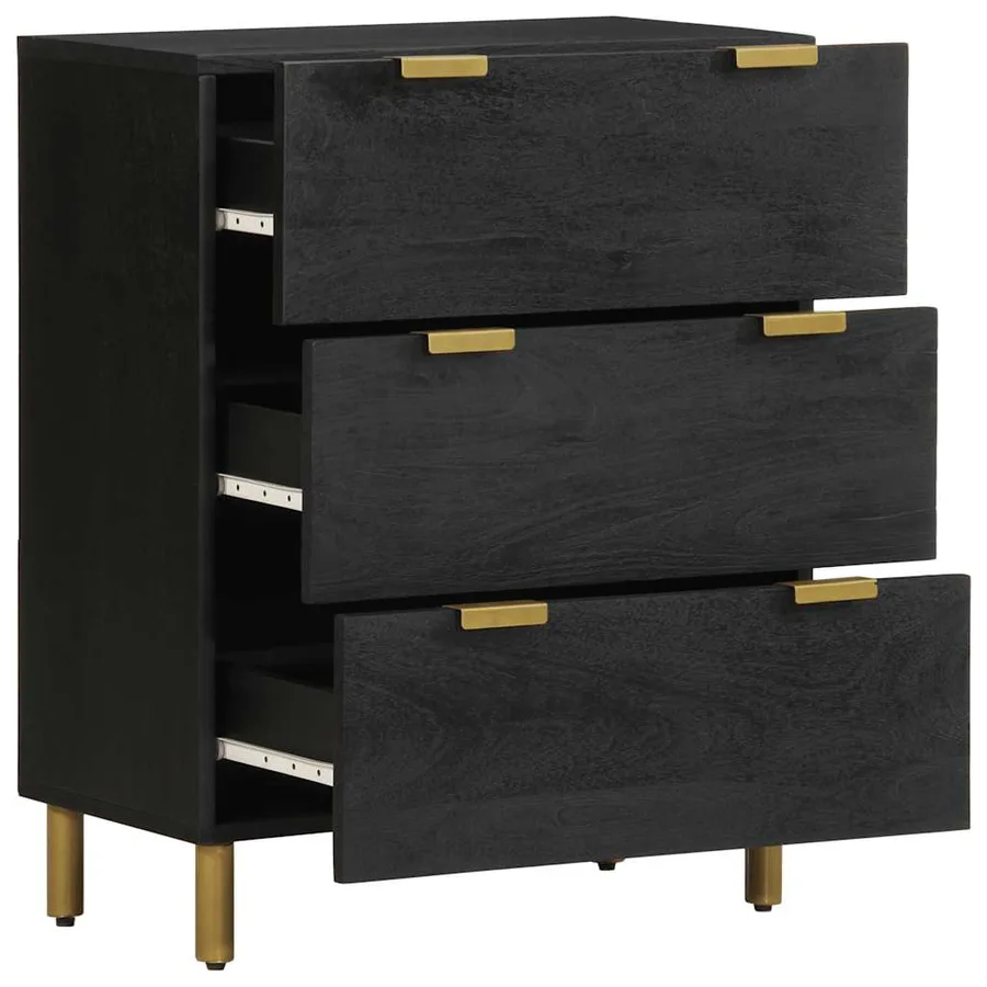 Buffet noir 60x33x75 cm bois d'ingénierie - 2