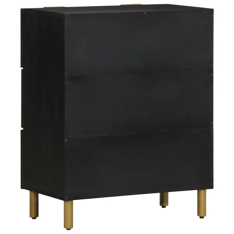Buffet noir 60x33x75 cm bois d'ingénierie - 5