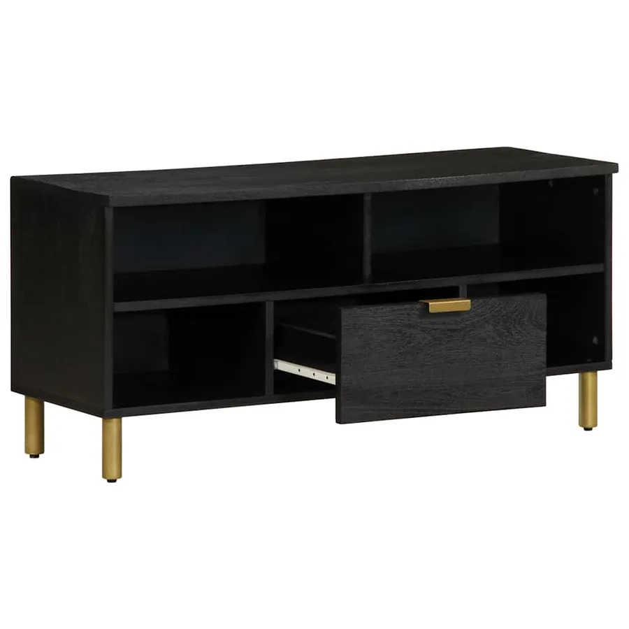 Meuble TV noir 100x33x46 cm bois d'ingénierie - 2