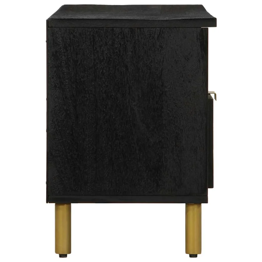 Meuble TV noir 100x33x46 cm bois d'ingénierie - 4