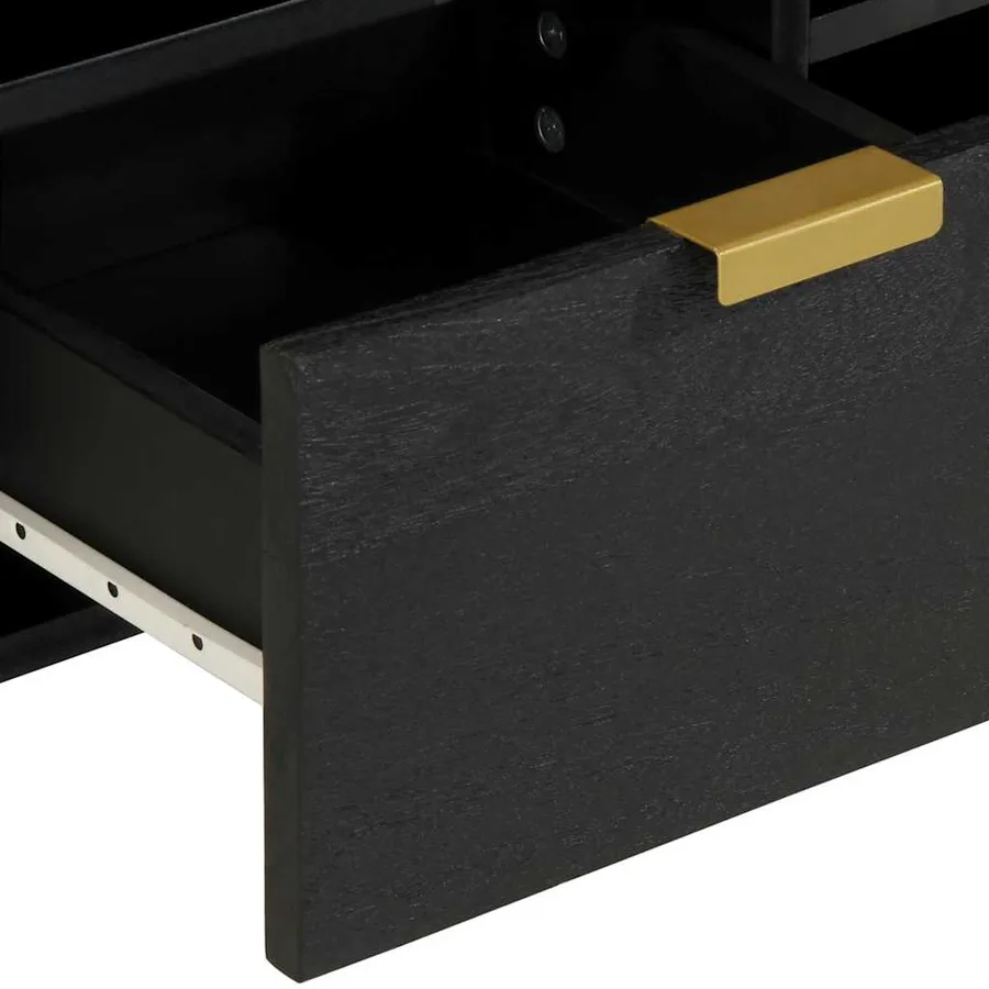 Meuble TV noir 100x33x46 cm bois d'ingénierie - 7