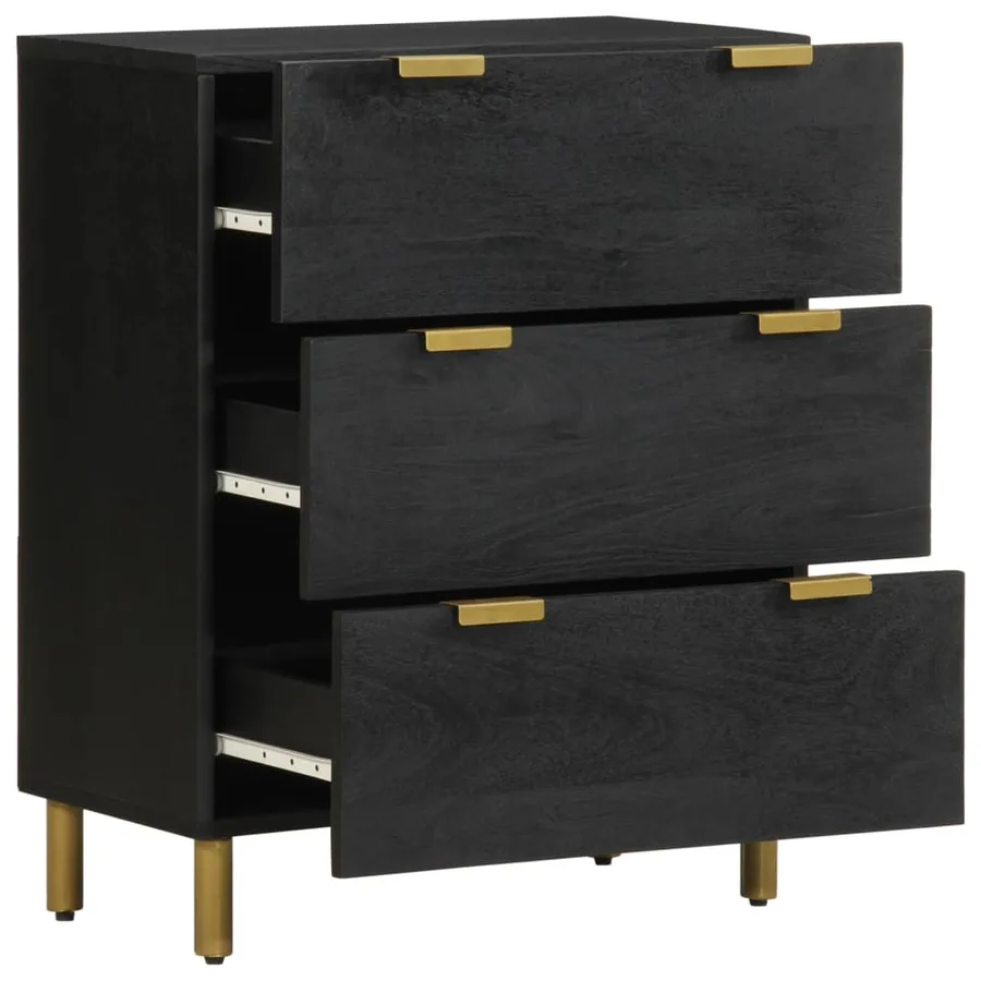 Buffets 2 pcs noir 60x33x75 cm bois d'ingénierie - 3