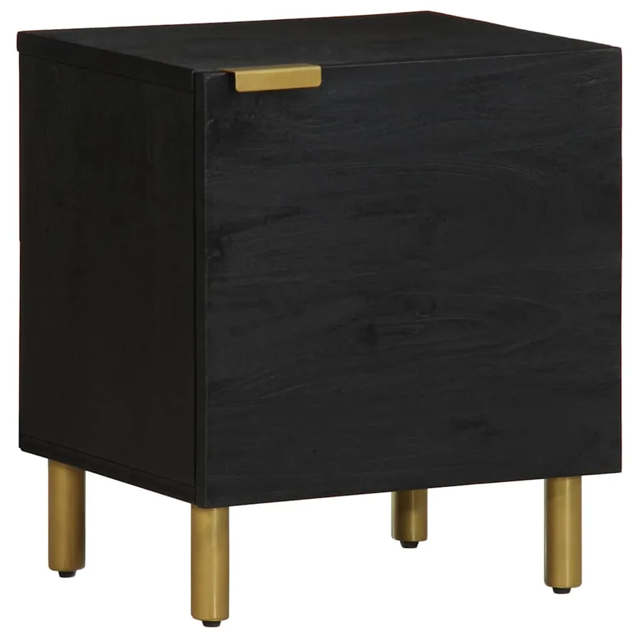 Tables de chevet 2 pcs noir 40x33x46 cm bois de manguier solide - 2