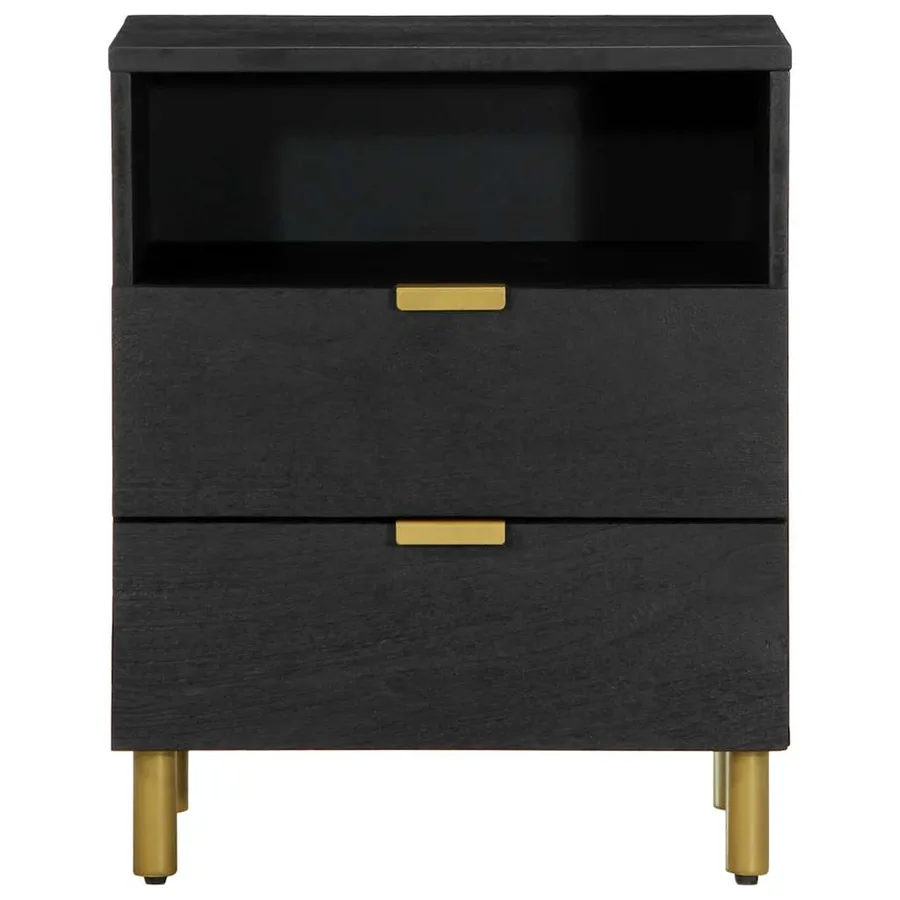 Table de chevet noir 50x33x62 cm bois d'ingénierie - 3