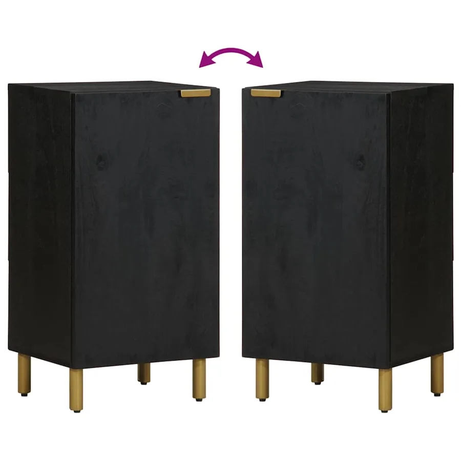 Buffet noir 40x33x75 cm bois d'ingénierie - 6