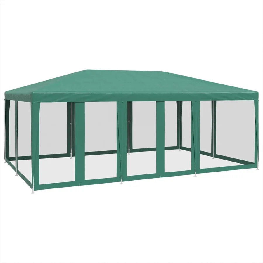 Tente de fête avec 10 parois latérales en maille vert 6x4m PEHD - 2
