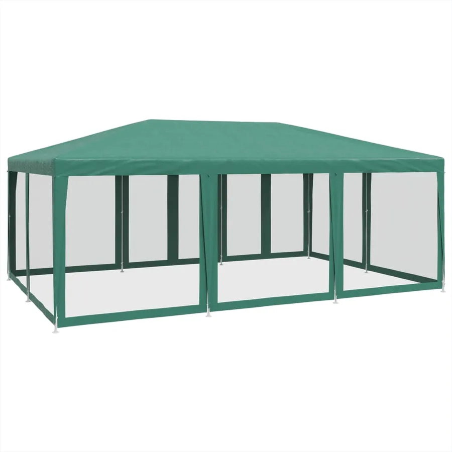 Tente de fête avec 10 parois latérales en maille vert 6x4m PEHD - 5