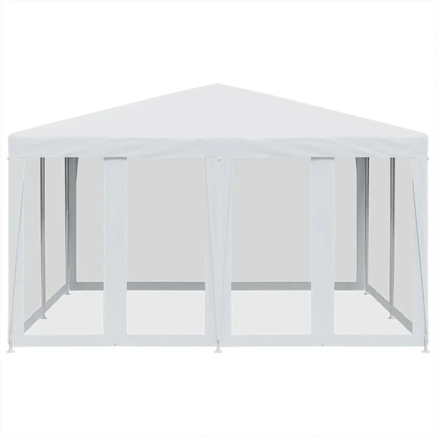Tente de fête avec 8 parois latérales en maille blanc 4x4m PEHD - 3