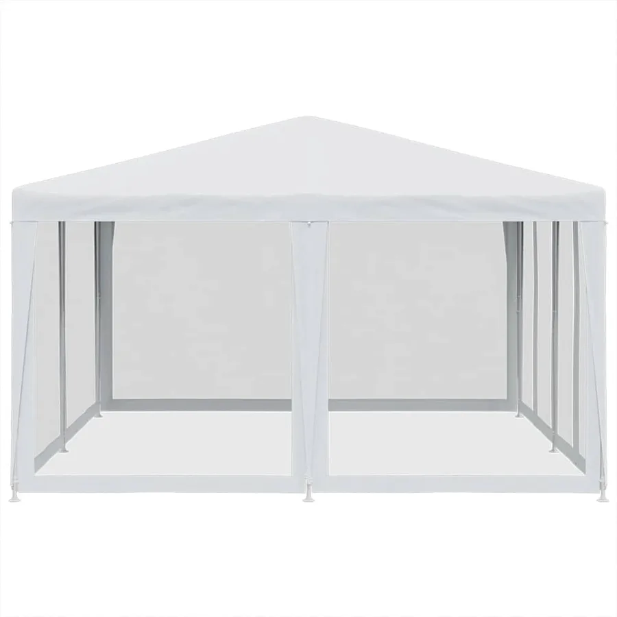 Tente de fête avec 8 parois latérales en maille blanc 4x4m PEHD - 4