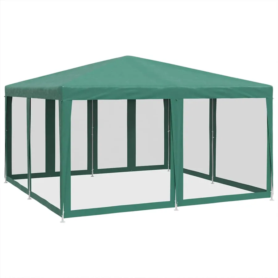 Tente de fête avec 8 parois latérales en maille vert 4x4 m PEHD - 2