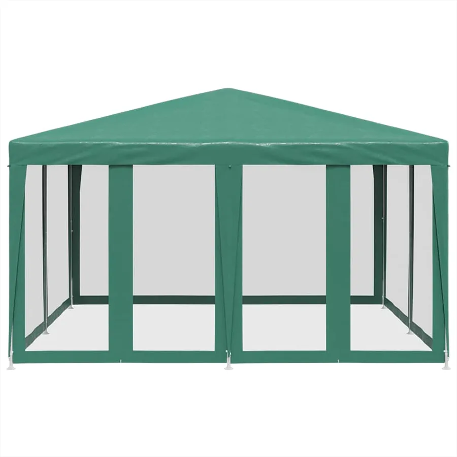 Tente de fête avec 8 parois latérales en maille vert 4x4 m PEHD - 3