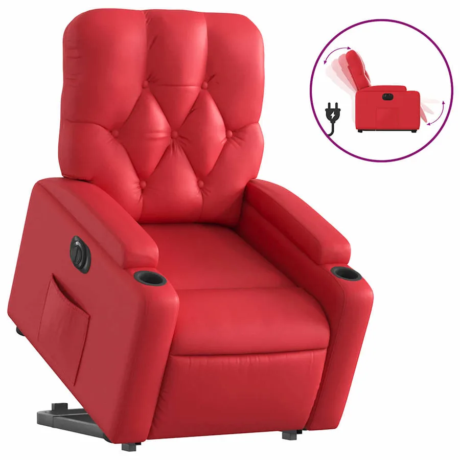 Fauteuil inclinable électrique rouge similicuir - 2